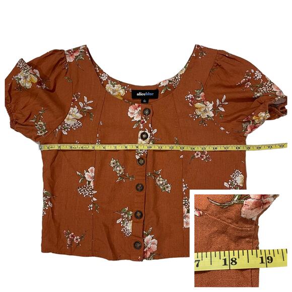 Alice Blue Floral Button Front Top - Rust - Large - Picture 3 of 10